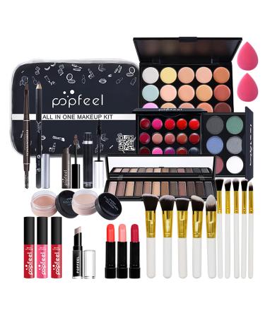 CkFyahp 29Pcs Makeup Set All-in-One Kit Professional Makeup Starter Set with Cosmetic Bag Eyeshadow Palette Lip Gloss Concealer Brushes for Women Girls Beauty Cosmetic Gift