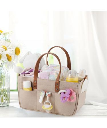 Harilla Baby Wrapping Bag Spacious & Stylish Felt Handbag for Baby Products | Khaki Weekend Organizer | Eco-Friendly & Reusable - Buy Online on GoSupps.com