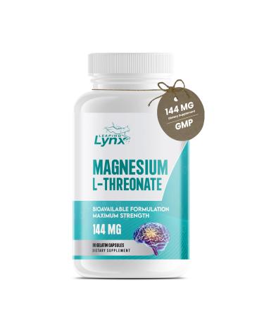 Pure Organic Magnesium L-Threonate 144 mg per Serving High-Absorption Bioavailable Magnesium Supplement | 90 Capsules 30-Day Supply - GMP Non-GMO ISO