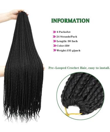 Box Braids Crochet Hair 30 Inch Prelooped Crochet Braids 144Strands Crochet Box Braids Goddess Box Braid Crochet Knotless Micro Small Box Braided 1B - Buy Online on GoSupps.com