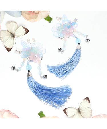 Beaupretty Chinese Side Clip with Tassel 1 Pair Butterfly Flower Bell Hair Clip Barrette Vintage Bride Wedding Hair Traditional Costume Kimono Hanfu Headpiece - Buy Online on GoSupps.com