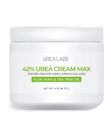 UREA LABS | 42% Urea Cream MAX w/Aloe Vera & Tea Tree Oil  4 Oz Highest Potency Foot Cream  Corn & Callus Remover. Moisturizes & Re-hydrates Rough  Cracked  Dead & Dry Skin on Feet  Elbows and Hands 1