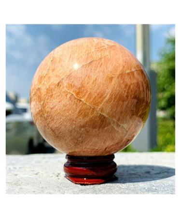 Natural Crystal Rough Natural Moonstone Crystal Polished Ball Stone +Wooden Base Quartz Stones