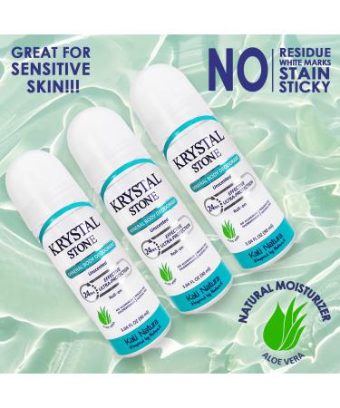 Natural Mineral Salts Deodorant Roll-On (3-Pack) | Fragrance-Free Vegan & Sensitive Skin-Friendly | Clear & Clean Beauty Formula - Buy Online on GoSupps.com