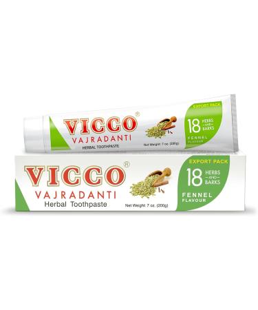 Buy Vicco Vajradanti Herbal Toothpaste Fennel Flavour - 100% Natural Vegan & Cruelty-Free | 18 Herbs Astringent & Analgesic | Pack of 3 x 7oz - International Shipping Available - Buy Online on GoSupps.com