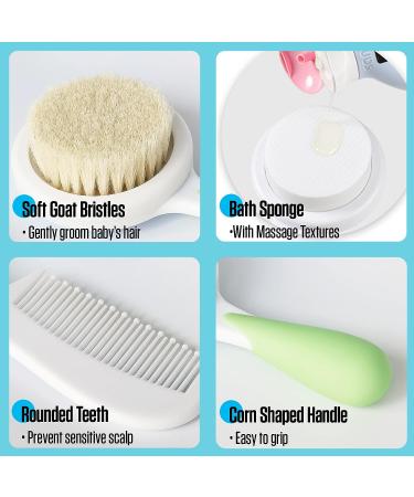 Baby Hair-Brush and Comb Set with Soft Brush, Bath Sponge, and Comb | Ideal for Newborns and Toddlers by BRADYS HOUSE - Buy Online on GoSupps.com