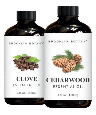 Brooklyn Botany Clove & Cedarwood Essential Oils 4 Fl Oz (Pack of 2) 100% Pure & Natural Spicy & Grounding Aromatherapy Blend