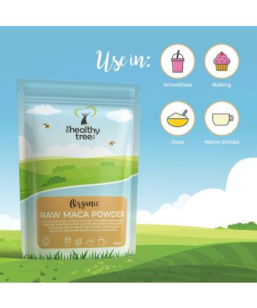 Organic Maca Powder by TheHealthyTree Company - Peruvian Raw Maca Root (500g) - Vegan Superfood for Smoothies, Oats, and Baking - High in Vitamin B2, Fiber, Iron, and Calcium - Buy Online on GoSupps.com