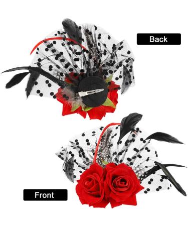 FRCOLOR Flower Hair Clips with Veil Fascinator Hat Wedding Hair Pins Barrette Rose Bobby Pins Head Piece for Halloween Wedding Party Women Girls Bride Hair Accessories - Buy Online on GoSupps.com