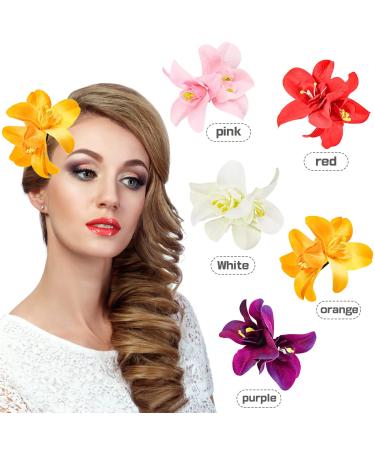 ANRONCH Bohemian Flower Hair Clip Set - 5 Colors Hawaiian Hibiscus Plumeria Hairpin for Women, Girls, and Kids - Perfect for Seaside Holiday and Bridal Hair Accessories - Buy Online on GoSupps.com