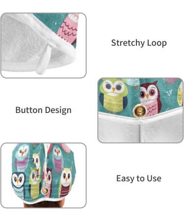 Cartoon Owl Hair Towel 2 Pack - Super Absorbent Quick Dry Hair Turbans for Women & Girls - Buy Online on GoSupps.com