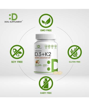 DEAL SUPPLEMENT Vitamin D3 10 000iu + K2 200mcg Softgels & Magnesium Complex Veggie Capsules Bundle Essential Sunshine Vitamins with Coconut Oil High Absorption Chelated Minerals 10-in-1 - Buy Online on GoSupps.com