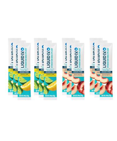 Generic Liquid Hydration Multiplier Sugar Free Variety Pack | 12 Pack | White Peach Lemon Lime | Easy Open Single-Serving Sticks| Non-GMO 0.45 Ounce (Pack of 12)
