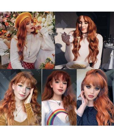 YEESHEDO Auburn Long Hair Wig for Women - Natural Curly Wavy Synthetic Fringe Red Wig - 28 Inches for Party, Cosplay or Daily Wear - Buy Online on GoSupps.com