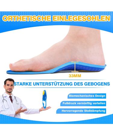 Buy Orthopedic Shoe Inserts for Heel Spur & Flat Feet - Gel Insoles for Foot Pain Relief | Sports Insoles for Men & Women - Blue L (EU45-47) - 30cm - Buy Online on GoSupps.com