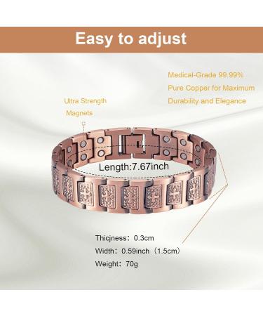 Copper Bracelet for Men - 99.9% Pure Adjustable Cross Christian Magnetic Jewelry | Perfect Gift - Buy Online on GoSupps.com