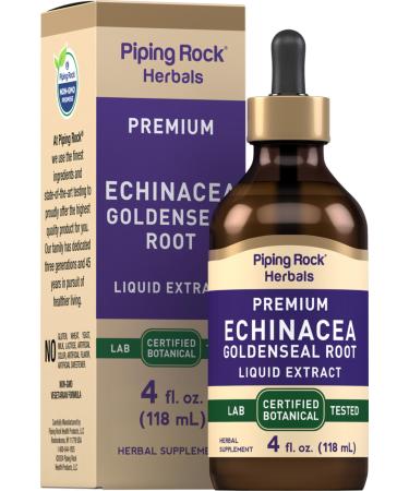 Piping Rock Echinacea Goldenseal Tincture | 4 Fl Oz Liquid Drops | Alcohol Free Herbal Extract | Vegetarian Non-GMO Gluten Free Supplement