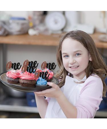 Rsstarxi 24 Pack Rugby One Cupcake Toppers Glitter American Football 1st Birthday Cupcake Picks for Sports One Theme Baby Shower First Birthday Party Cake Decorations Design 6 - Buy Online on GoSupps.com