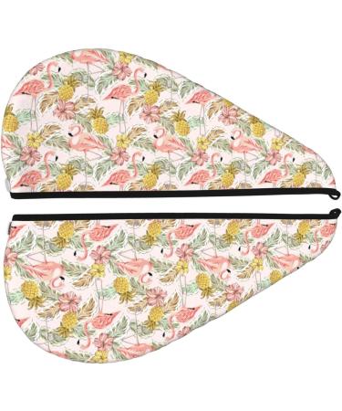 Buy Hair Towel Wrap - Quick Drying Turban with Button - Tropical Pink Flamingo & Pineapple Design - Perfect for International Shipping - Buy Online on GoSupps.com
