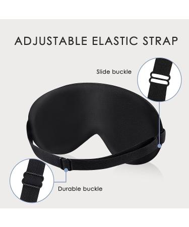 Natural Silk Sleep Eye Mask for Men and Women - Adjustable Black Blindfold for Night Sleeping, Travel, Nap, and Meditation - Buy Online on GoSupps.com