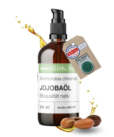 essential wesentlich Jojoba oil cold pressed 100 pure and natural pure care and cleansing for face skin and hair 100 ml brown glass bottle