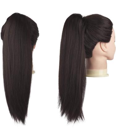 FESHFEN 16 Straight Drawstring Ponytail Extension Medium Brown - Pack of 1 | Natural Synthetic Long Ponytail Hairpiece for Women and Girls - Buy Online on GoSupps.com
