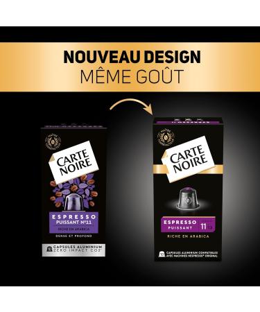 CARTE NOIRE - Powerful Espresso Coffee Capsules No. 11 Compatible with Nespresso - Arabica Coffee - Pack of 10 x 10 Aluminum Capsules - Made in France - Buy Online on GoSupps.com