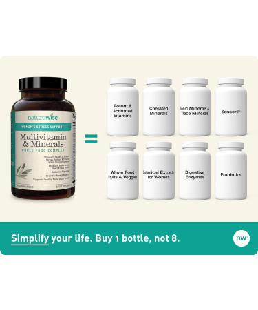 NatureWise Women's Stress Support Multivitamin with Ashwagandha & Probiotics - Energy, Focus, Mood Balance - 60 Capsules - Buy Online on GoSupps.com
