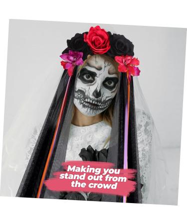 FOMIYES Halloween Headdress Halloween Party Headband Day of The Dead Flower Headband Halloween Veil Headband Halloween Rose Flower Crown Day of The Dead Flower Headpiece Hair Hoops Ribbon 100.00X21.00X5.00CM Multi - Buy Online on GoSupps.com