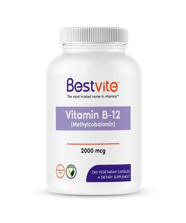 BESTVITE Vitamin B12 (Methylcobalamin) 2000mcg (240 Vegetarian Capsules) (Methyl B12) - No Stearates - Vegan - Non GMO - Gluten Free - Buy Online on GoSupps.com
