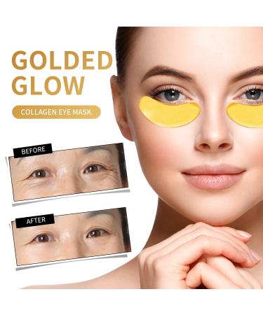 Golden Collagen Under Eye Masks - Anti-Wrinkle Anti-Aging Gel Pads for Fine Lines | 20 Pairs - Buy Online on GoSupps.com