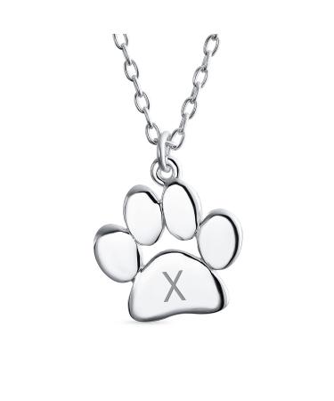 Initialee alphabet a-z petite dog cat pet kitten puppy paw paw pod necklace penny animal jewelry for women teen polished rose yellow gold plates .925 sterling silver adaptable silver x