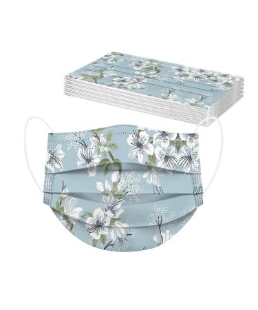 Lulupi 10 pieces of one-way adult mouth protection flowers mouth and nose protection flower motif Elegant breathable Bandana mask scarf for women B-01