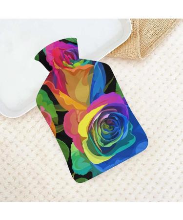 Watercolor Rose Hot Water Bottle with Plush Cover - Hand Warmer for Adults & Kids | 26.5x15.3cm - Buy Online on GoSupps.com