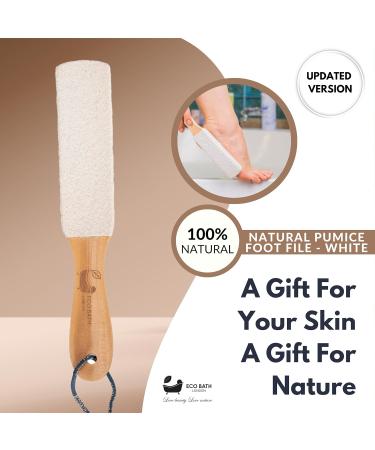 Eco Bath London Natural White Pumice Foot File - Dead Skin Remover for Feet with Wood Handle - Buy Online on GoSupps.com