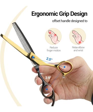 DUSCS Hair Cutting Scissors Set Professional Barber Hair Scissors Thinning Shears Hair Cutting Kit with Comb Cape Clips for Haircut Stylist Salon Home Men Women - Buy Online on GoSupps.com