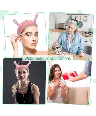 2 PCS Snail Face Wash Headband Set for Women and Girls - Soft Coral Fleece Spa Hair Band for Makeup, Skincare, Shower - Cute Elastic Headband for Beauty Routine - Pink+Green - Buy Online on GoSupps.com