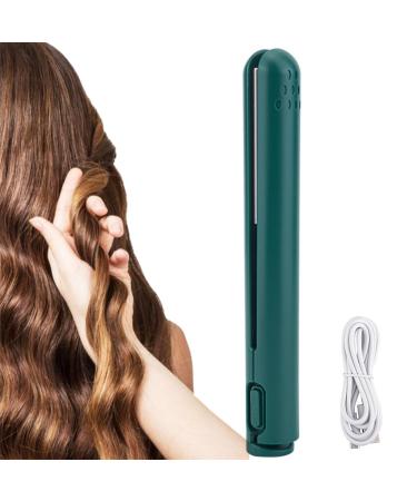 Mini Dual Purpose Curling Iron Small Curling Iron for Short Hair Cordless 2-in-1 Mini Curling Wand & Flat Iron Hair Straightener Upgrade Mini Curling Iron (Green)