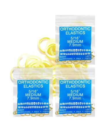 3 Pack 300 counuts Latex 5/16 MEDIUM Intraoral Elastic Bands Unimedic Orthodontic Elastics Dental Rubber Bands Made in USA