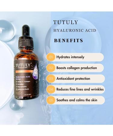 TUTULY Hyaluronic Acid with Pro-Xylane Vitamin E Hydrolyzed Collagen Niacinamide and Aloe Vera - Moisturizing Anti-Aging and Fine Lines Increase Collagen Firming 30ml - Buy Online on GoSupps.com