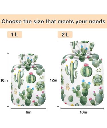 NAANLE 2L Hot Water Bottle with Watercolor Cactus Cover - Pain Relief & Heat Therapy for Menstrual Cramps | Large Warm-Up Bag - Buy Online on GoSupps.com
