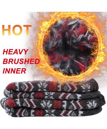 Sunew Winter Thermal Socks 2 Pack - Insulated Heat Thick Crew Socks for Men & Women - Snowflake Wave Stripes Design - Black- Medium - Buy Online on GoSupps.com