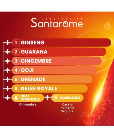 Santarome Vita'Max Booster 6G Anti-Fatigue Immediate Energy Supplement 6900 mg of Active Ingredients Ultra Dosed - Ginseng Guarana Ginger Goji Pomegranate Royal Jelly - 20 Phials France - Buy Online on GoSupps.com