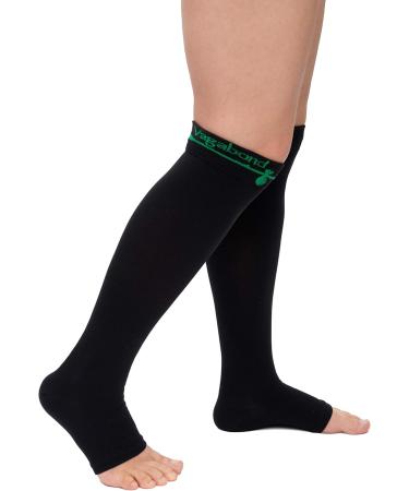 Vagabond 3XL 2XL Wide Calf Toeless Compression Socks - 15-20 mmHg for Fatigue Pain & Leg Swelling - Comfy Black 3X-Large - Buy Online on GoSupps.com