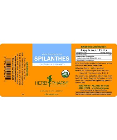 Herb Pharm Organic Spilanthes Liquid Extract - 4 oz | Cleansing & Detoxification Support - Buy Online on GoSupps.com