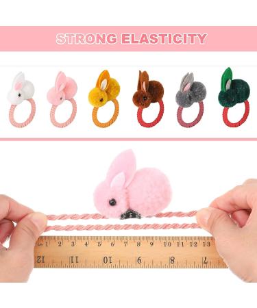 Easter Hair Ties for Kids - 12 Pcs Stuffed Rabbit Style Cute Animal Scrunchies - Buy Online on GoSupps.com