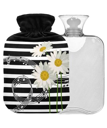 NAANLE hot hot water bottle with reference musical daisy transparent hot water bottle 2l large hot hot water bottle for menstrual cramps pain relief handfoots heat and cold therapy