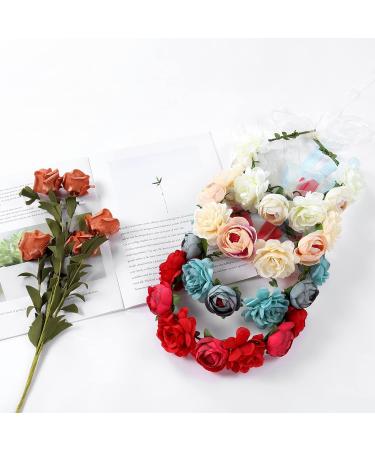 ZHER-LU Flower Headband Floral Crown Garland Halo for Wedding Festival (Purple) - Buy Online on GoSupps.com