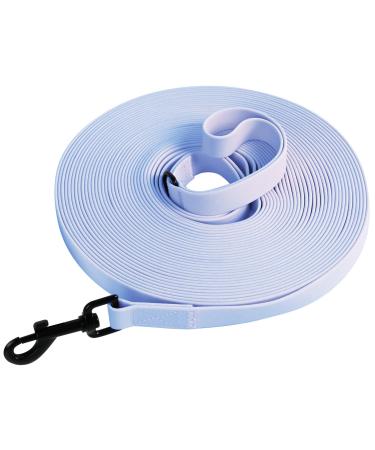 Tag trag leash for dogs drag line 5m/10m/15m/20m with handle and D-ring waterproof and easy to clean dog leash training line for small medium-sized dogs (light blue 20m) 20m light blue