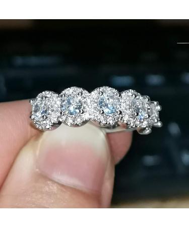 GUIDECUN CZ Crystal Diamond Halo Eternity Wedding Band, Gold Plated Cubic Zirconia Ring for Women - Size 9 - Buy Online on GoSupps.com